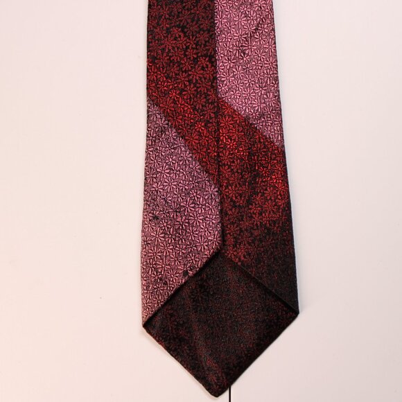 Wembley Mens Tie Red Foulard Diagonal Stripe Embroidered Vintage Classic Necktie - Picture 8 of 10